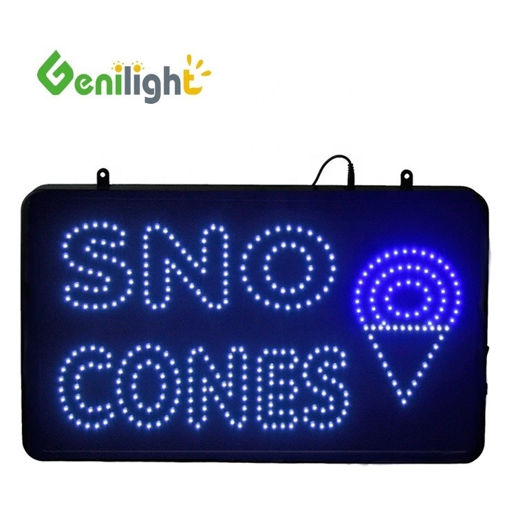 LED personalizado SNO CONES Signo para la decoración de tiendas minoristas 22 * 13 pulgadas Dimensión de la pantalla