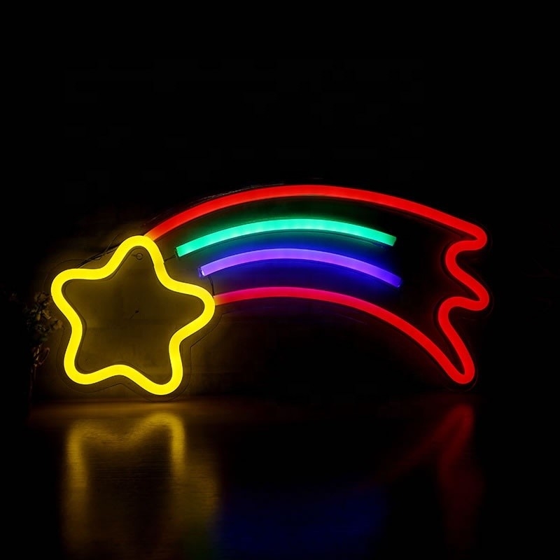 Decoración de la fiesta de cumpleaños de la boda Estrella del arco iris Signo de luz de neón con 50.000 horas de vida útil