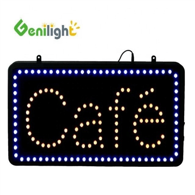 Genilight Indoor 22 * 13 pulgadas LED Café Open Sign con ahorro de energía y función SDK