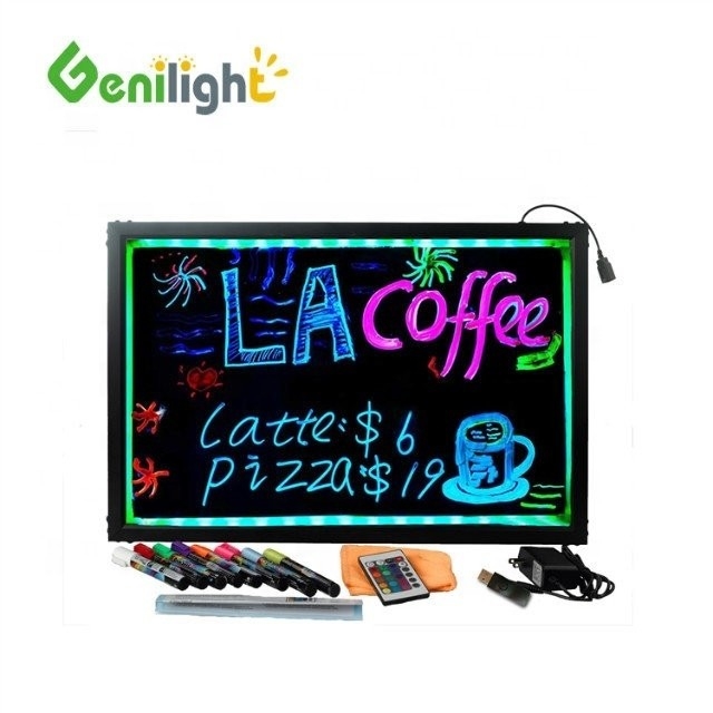 Tabla de escritura reescribible de LED con botón de control, estribo de algodón, forma rectangular y gran capacidad contra viento
