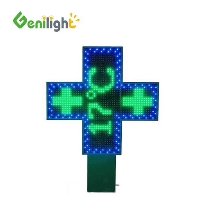 Configuración de píxeles 1G Tamaño personalizado Farmacia de color completo LED Cross Sign con RGB