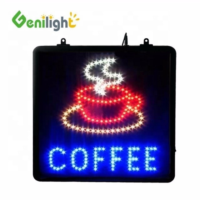 ABS Logotipo de taza de café de molde abierto LED Signo abierto para el café detenga brillo -