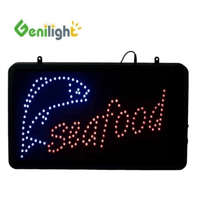 56 * 33cm DC12V Genilight Flash Edge Publicidad LED Signo abierto para tienda de pollo frito