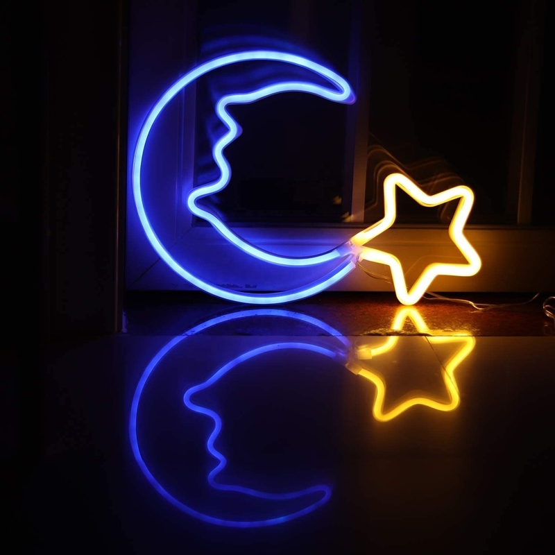 Luz de neón de estrella de luna LED para decoración de festivales Duración de vida 50000 horas Consumo de energía 1