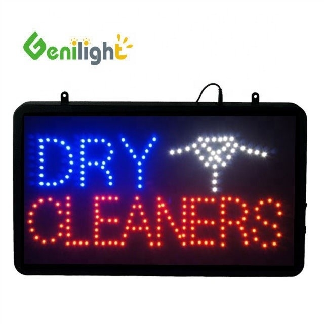 Ahorro de energía LED personalizado Signo abierto Genilight para limpiezas en seco 3 modos de flash