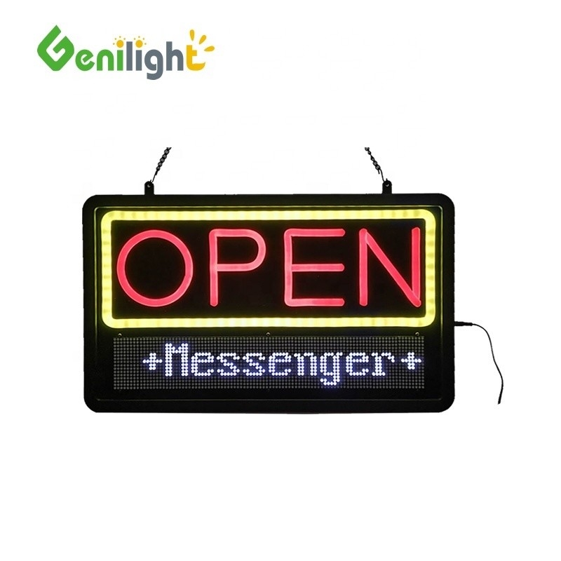 Signo de neón LED de vidrio templado de alta tecnología para negocios pantalla eléctrica brillante programable