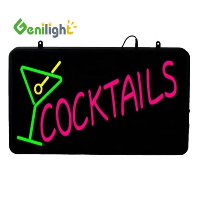 Genilight 56*33cm Electrónica DC12V Neón LED COCKTAILS Signo con el logotipo de la CUP Certificado de potencia