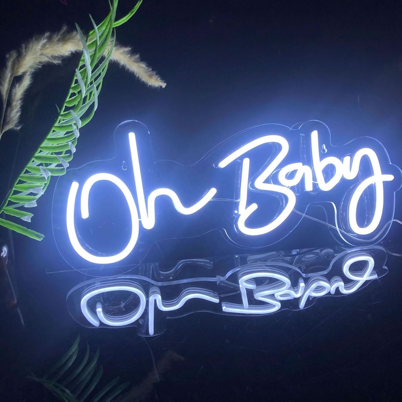 Luz de neón para bebés Cuarto de juegos de la guardería Boda Letra LED Blanca Signo de luz