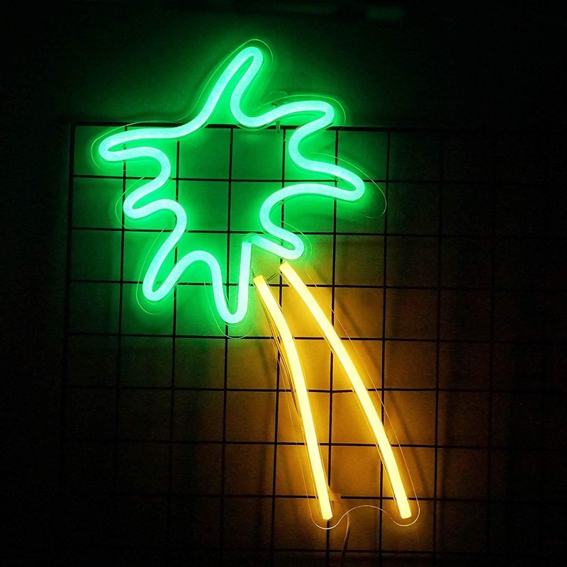 Gran señal de neón del árbol de coco LED Flex Neón luz de luz de USB alimentada por luz nocturna para el cuarto de los niños Voltado 5V
