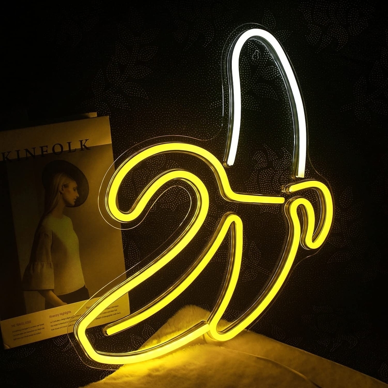 Decoración de la pared de la señal de neón LED de plátano personalizada para la luz nocturna Vida útil 50000 horas