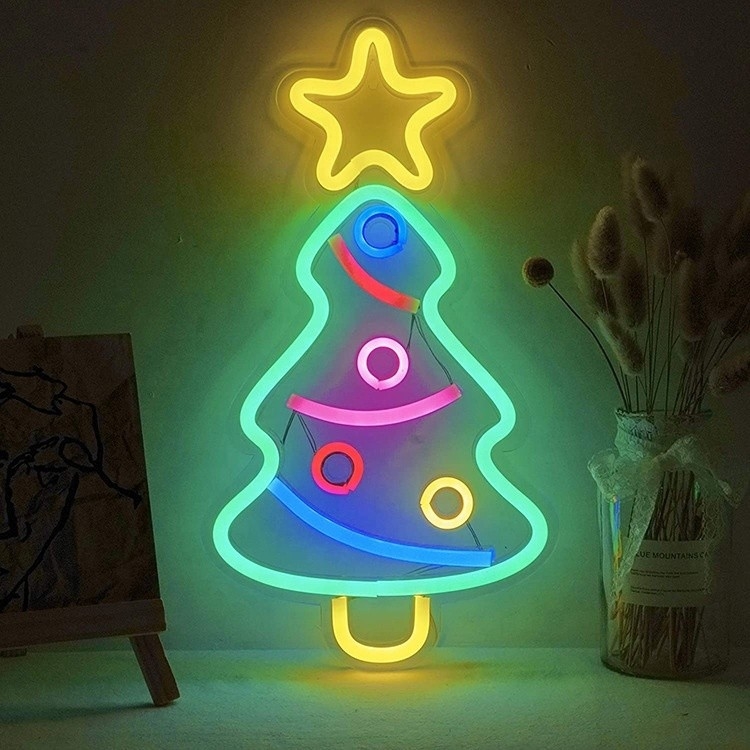 Luz de neón de árbol de Navidad personalizado para decoraciones de fiesta Brillante y festivo