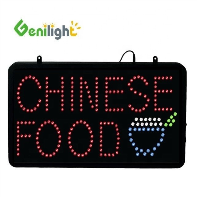 Original Genilight comida china LED señal abierta para el restaurante chino Flash Genilight