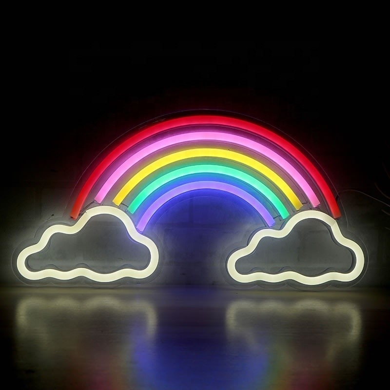 Luz de neón arco iris LED Decoración de la pared Art Sign para el hogar dormitorio salón oficina 5V de voltaje