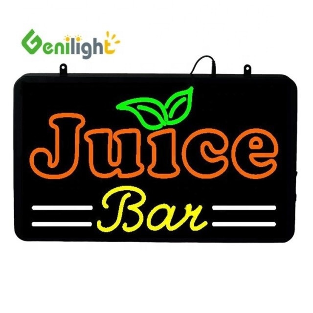 CE ROHS Power Custom JUICE BAR signo de neón abierto diseñado para la función de pantalla de animación