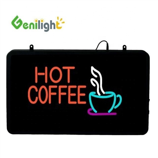 Consumo de energía Genilight 22*13 pulgadas CE RoHS Indoor Hot Coffee LED Neon Sign para Bar de Café