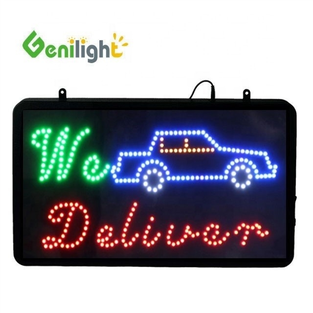 Genilight Indoor 56*33cm Alto brillo y bajo voltaje LED Open Sign con función RGB