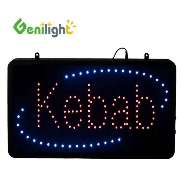 Genilight Indoor 56*33cm Kebab publicitario LED Signo de letras con marco abierto de molde ABS