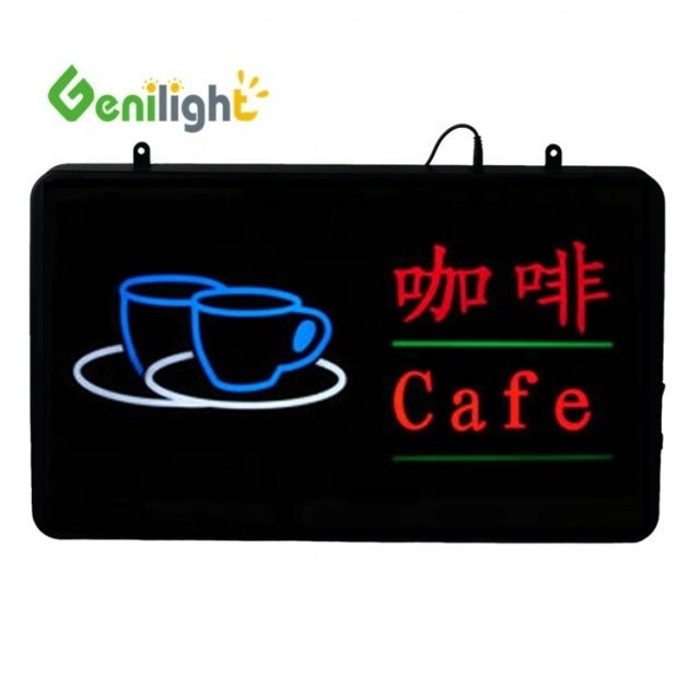 Panel de señalización abierto de neón LED Photo Media Tamaño 56 * 33 Perfecto para decoración de cafeterías y más allá