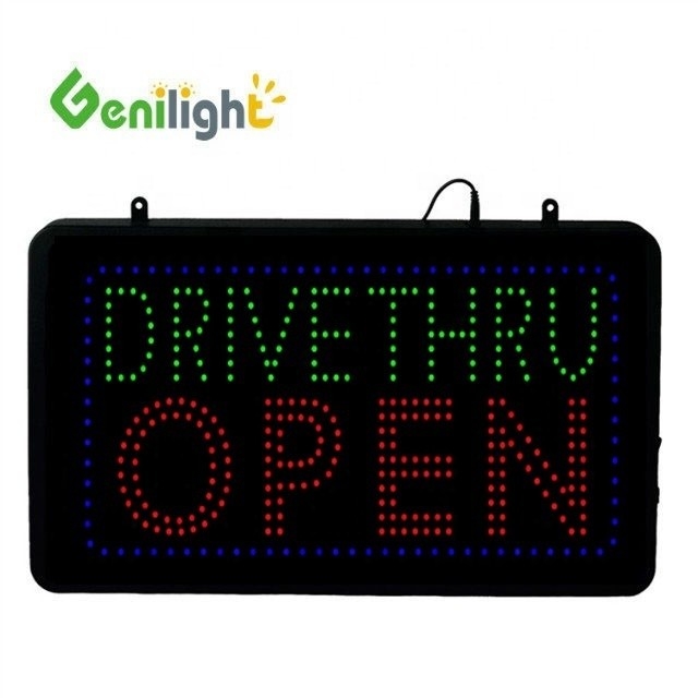 22*13 pulgadas CE y RoHS Genilight Interior RGB Iluminado Drive Thru Café Neón Signo Abierto