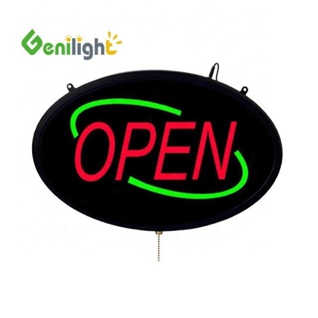 Tienda Decorativa 12V LED Neon Open Sign con tablero acrílico Contrato de relación de ángulo de visión H/V