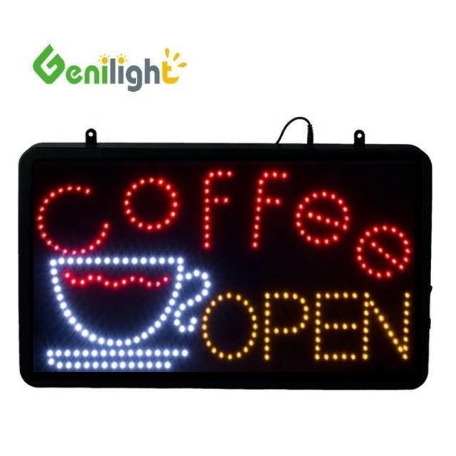 Colorido panel de pantalla LED de placa de acrílico de 12v para cafetería Open Sign by Genilight