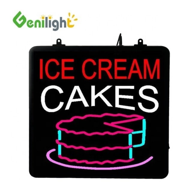 Estilo Deco LED personalizado pasteles de helado Signo de neón con pantalla acrílica delantera