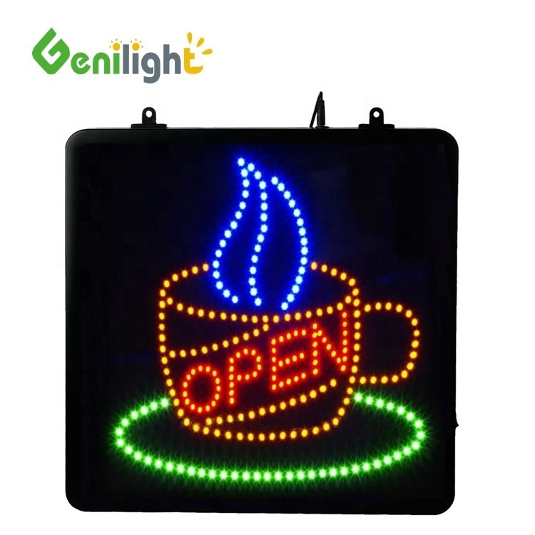 Genilight LED Open Sign For Coffee 53*45cm Dimensión de la pantalla CE RoHS LVD certificado