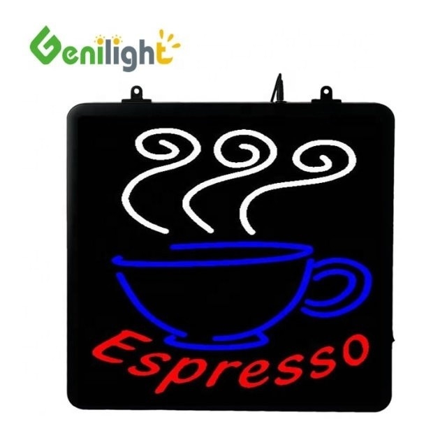ABS Open-Mold Outframe Decoración estilo Espresso Taza de café LED Neon Sign para el mercado