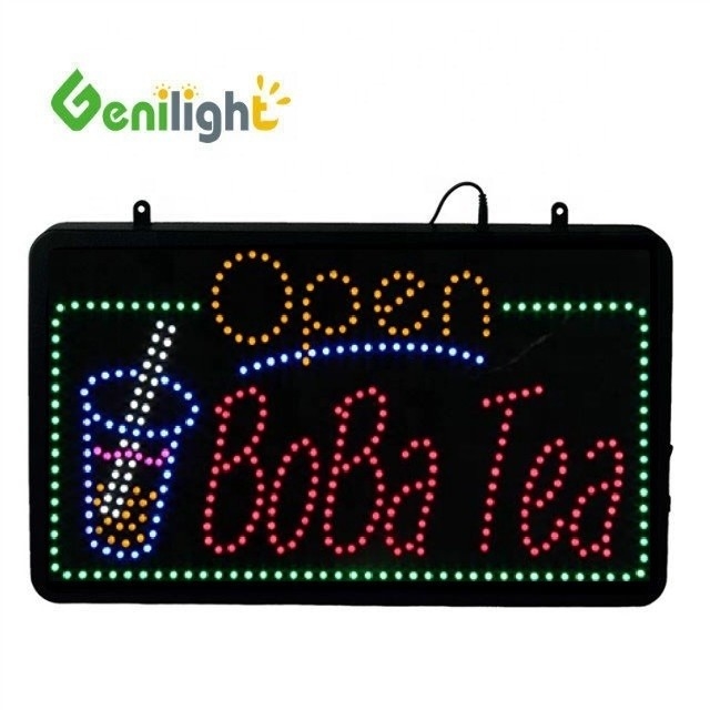 Alta luminosidad Genilight interior 22 * 13 pulgadas Brillante parpadeo BoBa luz de té LED neón Signo con logotipo de la taza