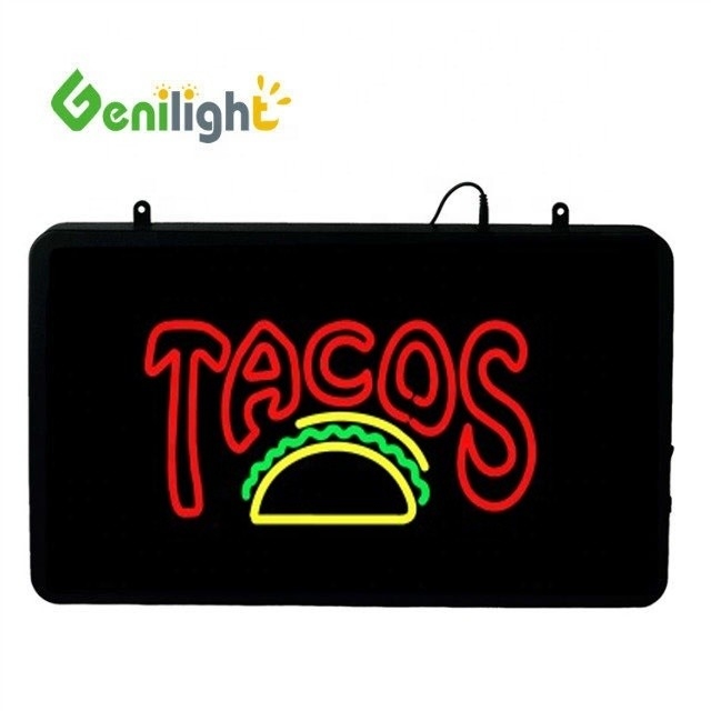Signo de neón LED de 22 * 13 pulgadas para TACOS Tienda Brillo Función de color completo 2 modos de cambio