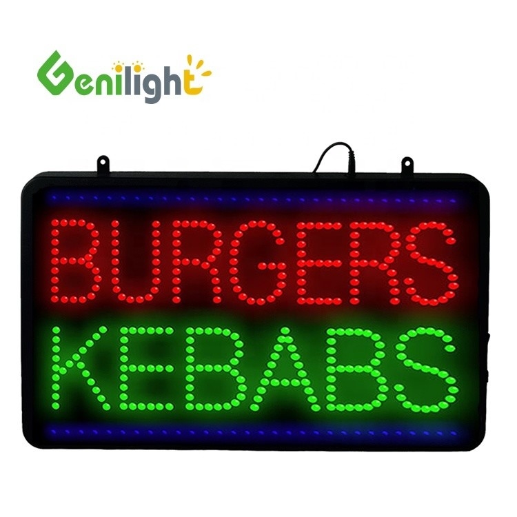 Flash Burgers Kebabs LED Neon Light Sign para Tienda 22 pulgadas x 13 pulgadas 6 mm Pitch de píxeles